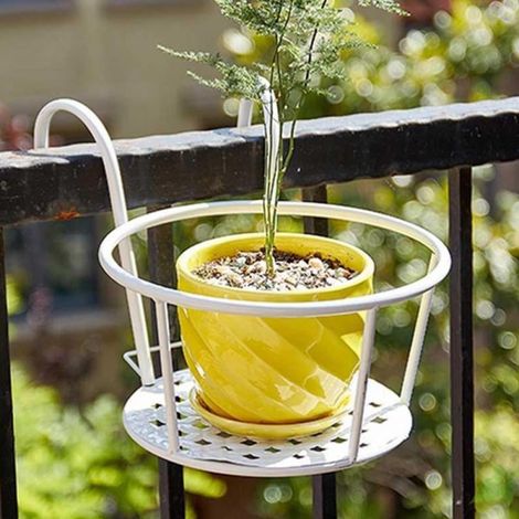 Support Pour Jardinière - Support En Fer Pour Balcon Et Rambarde - Compatible Avec Rambarde Jusqu'à 5,8 Cm - 1 Pièce (1/5)