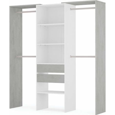 Armario Vestidor 2 cajones blanco y cemento (1/4)