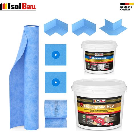 Dichtset Flüssigfolie HLZ 12 kg Quarzgrund Dichtbahn Dichtband Dusche Bad Balkon (1/5)