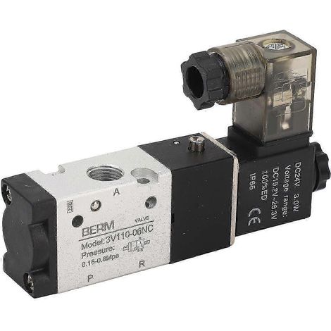 Électrovanne pneumatique, interrupteur pneumatique électrique 1/8" NPT, 2 positions, 3 voies, 24 V CC pour la commande (1/4)