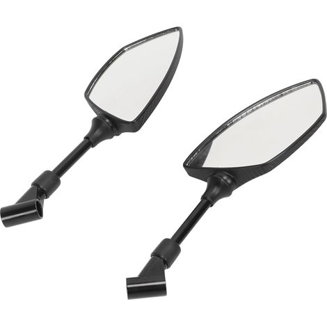 Rétroviseur moto à rotation 360°, lentille convexe en verre, style fibre de carbone, universel pour scooter, moto tout-terrain, quad, noir (1/5)
