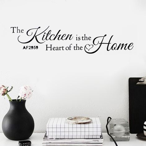 Lot de 5 stickers muraux autocollants décoratifs pour la maison, motif lettres anglaises, amovibles, pour la cuisine (noir). (1/5)