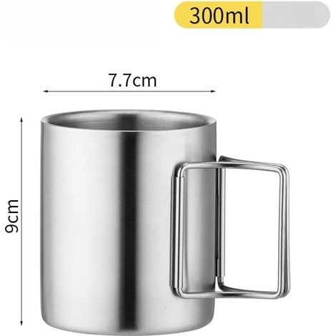 (200ml) Gobelet d'extérieur à double paroi en acier inoxydable 304, avec boucle, adapté à la randonnée, au camping et aux pique-niques.