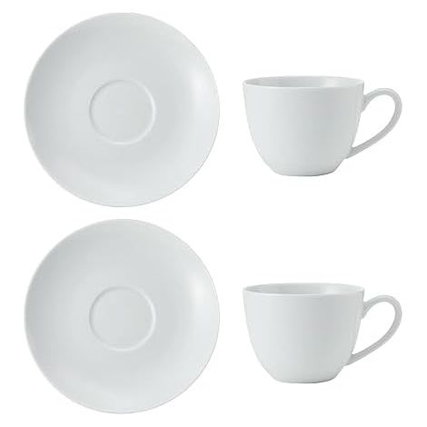 Mikasa Chalk Kreide Set de 2 Porzellan Cappuccino Tassen und Untertassen de, Tassen de täglich Kaffee, 310ml