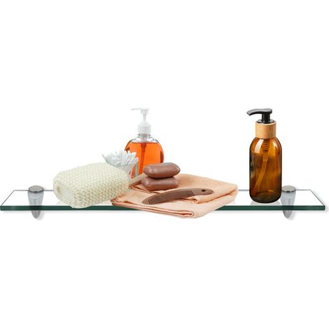 Randaco Mensola da parete in vetro 60 x 10 cm x 8 mm Trasparente Per cucine e bagni