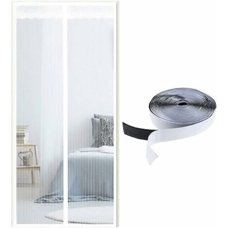 QORVA-Moustiquaire Magnétique Pour Porte, Joint Magnétique de Haut en Bas, Fermeture Automatique, Garde l'Air Frais à l'Intérieur (70200, rayures blanches)