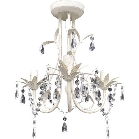 Maison Exclusive - Lampadario con Pendenti in Cristallo 4 pz Bianco Elegante