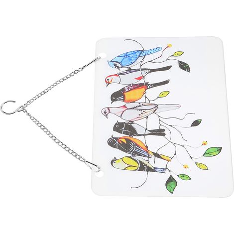 Ornement suspendu en verre pour fenêtre - Panneau rectangulaire 20x12,5cm avec chaîne - Décoration d'oiseaux en fil - Cadeau pour passionnés d'oiseaux (1/5)