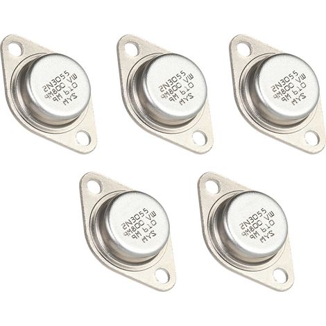 GARRYFIZH Lot de 5 Transistors de Puissance 2N3055 NPN - Boîtier Métal TO-3, 15A/60V - Haute Qualité (1/5)