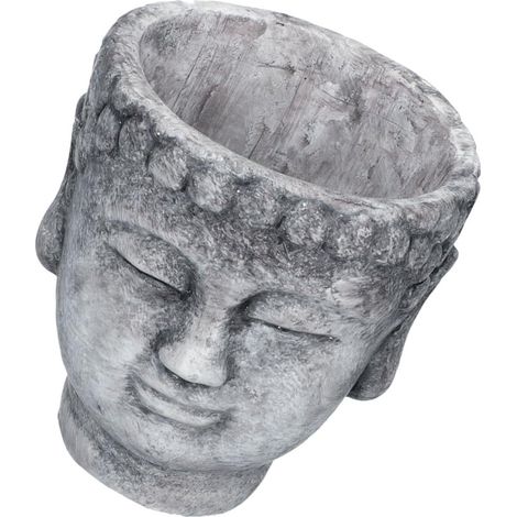 Pot de Fleurs en Ciment Tête de Bouddha Large 17x18 Cm pour Succulentes Décoration Jardin Intérieur Extérieur Porte-Fleurs Unique Décoratif Artistique (1/5)