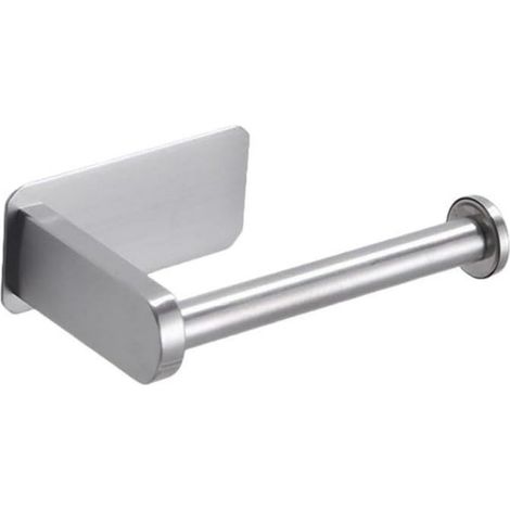Porte-rouleau de papier toilette adhésif - Acier inoxydable brossé - Fixation murale - Sans perçage - Convient pour salle de bain, toilettes et cuisine (1/5)