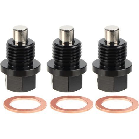 Bouchon de vidange magnétique, lot de 3 M14x1,5 cm Joint magnétique de vidange de carter, Adaptateur de vidange de carter avec joints magnétiques, Kit de vis de vidange d'huile pour voiture, (1/5)