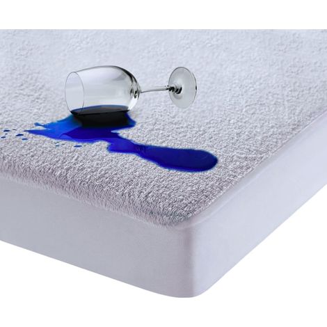 Protège-matelas imperméable en tissu éponge respirant et non bruyant King 150 x 200 cm Jupe extra profonde traitée à l'aloe vera hypoallergénique (1/5)