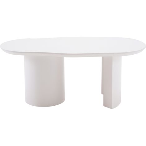 Weißer Couchtisch 100 cm aus MDF, modernes asymmetrisches Design (1/5)