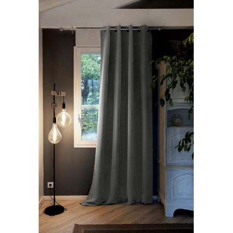 Rideau opacifiant thermique 140 x 280 cm Inuits anthracite (1/3)