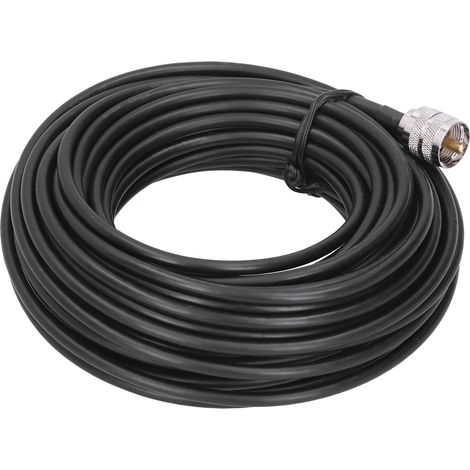 Câble coaxial RG-58 noir 15 m avec connecteurs UHF mâle et PL259 pour équipements radio