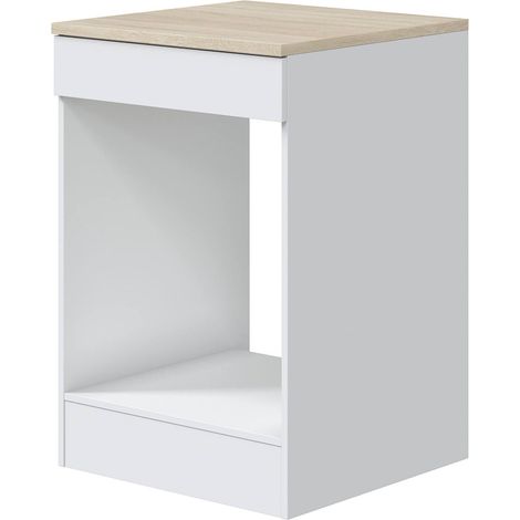 Dmora - Mobile per forno Lunea, Base forno da incasso, Mobile contenitore con vano forno, Struttura base per elettrodomestico, 60x60 h90 cm, Bianco e Rovere