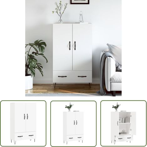 The Living Store Highboard Weiß 69,5x31x115 cm Holzwerkstoff - Sideboard - Hochschrank - Wohnzimmermöbel - Weißer Schrank - Regal (1/5)