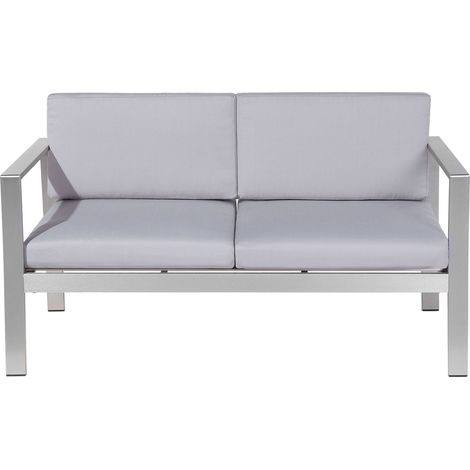 Garden Sofa 2 Seater SALERNO Metal Light Grey (1/5)