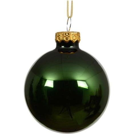 Sfera natalizia in vetro verde pino lucido Ø10 cm