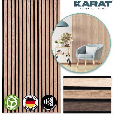 Floordirekt – Panneau acoustique décoratif mural en bois véritable – 118 x 60 cm – Absorption optimale du bruit – Finition Red Oak