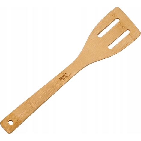 Espátula de madera de bambú calada de 6 x 30 cm. (1/2)