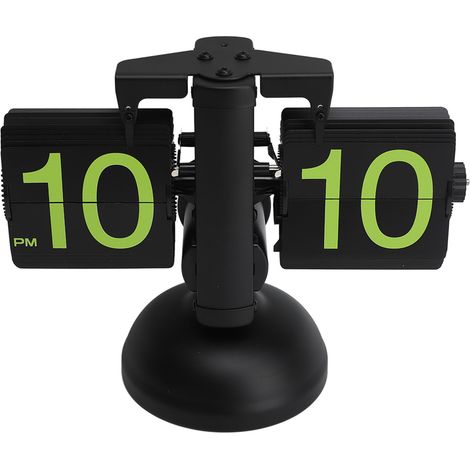 Horloge de bureau numérique rétro style européen à affichage numérique, en acier inoxydable 304, avec affichage 12 heures, cadre noir et chiffres verts. Idéale pour le salon ou la maison. (1/5)