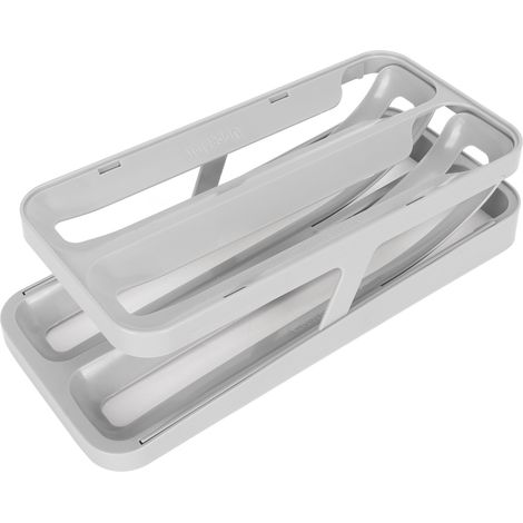 Distributeur d'œufs pour réfrigérateur Anto à roulettes, 2 niveaux et 2 rangées, accès facile, compatible lave-vaisselle, gris. (1/5)