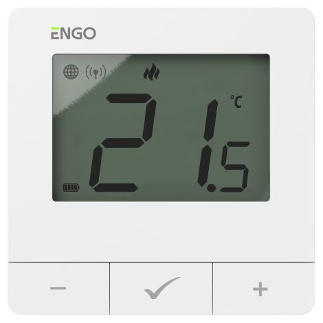 Controlador de temperatura por Internet ENGO E25-BATW, de superficie, ZigBee/868 MHz, funciona con pilas, color blanco