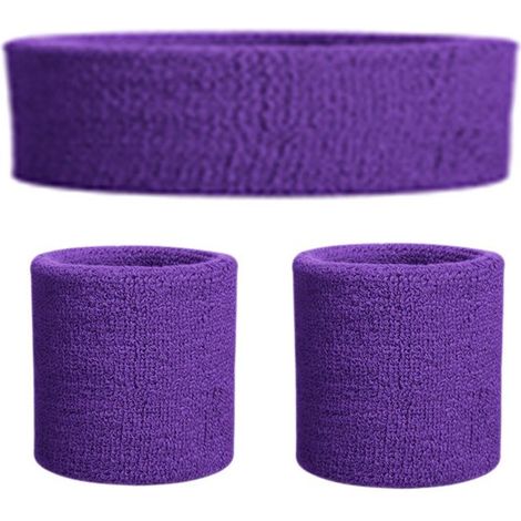 Schweißband-Set – 3-teiliges Set aus Sport-Stirnband und -Schweißband – Weich gepolstert – Elastisches Strickband – Sportband – Für Fitnessstudio, Tennis, Gymnastik und Fußball (1/5)