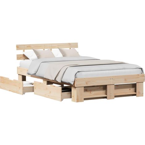Maison Exclusive - Estructura de cama Marrón 135 x 190 cm Madera