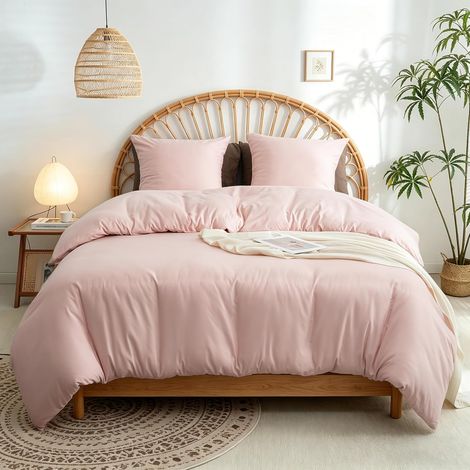 16 Couleurs Sets de Housses de Couettes 240x260 cm Double Fermeture Éclair 3 Pièces Microfibre Brossée 100 Fils/cm² + 2 Taies d'oreiller 65x65 cm Rose Parure de Lit Adulte 2 Personnes (1/5)
