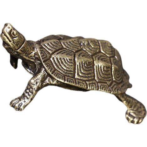 Figurine Tortue en Cuivre Artisanale pour Décoration Intérieure et Extérieure, Ornement Rétro Créatif et Réaliste, pour Bureau, Table ou Voiture (1/5)