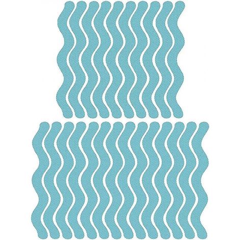 24 tiras antideslizantes, 180x13 mm, de goma, azules, adhesivo fuerte, resistentes al agua, para baño y ducha. (1/5)