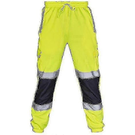 3XLVertPantalon de travail de sécurité pour adultes, haute visibilité, taille élastique, pantalon de survêtement (1/3)