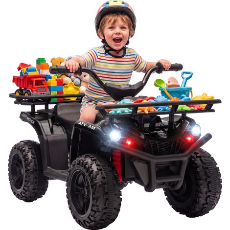 AIYAPLAY 12V Ride on ATV with Dual Motors Soft Start Battery Display, Black (1/5)