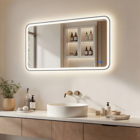 ARTFORMA LED Badspiegel rechteckig 120x70 cm silber mit Touch und Antibeschlag (1/5)