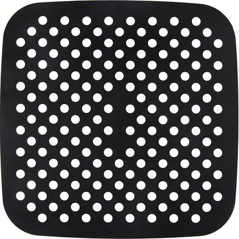 Tapis silicone carré 19 cm friteuse air, réutilisable antiadhésif résistant chaleur noir (1/5)