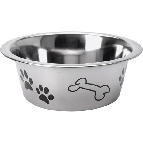 Dog food bowl with print 16 cm stainless steel