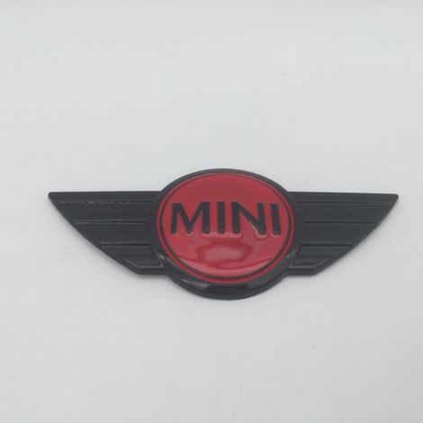 (noir et rouge) 1 pièce en métal, compatible avec l'emblème avant, le capot, l'aile, le pare-chocs arrière et le coffre de MINI. Autocollant/accessoire de style. (1/4)
