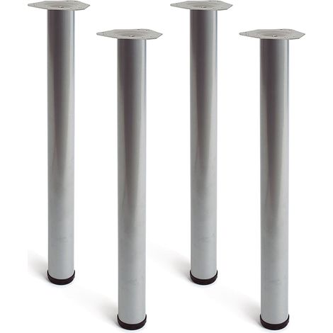 Pied de meuble cylindrique Style fonctionnel En acier Finition aluminium Projets de restauration DIY Dimensions 6060710mm Hauteur : 71 cm Installation facile 4 unités