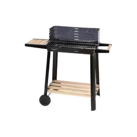 Barbecue à charbon 4 niveaux de grilles réglables – Acier noir – Pour 6 à 8 personnes – Dimensions 85,5 x 41,5 x 78 cm – Neka