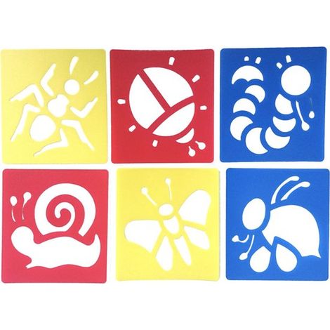 Lot de 6 pochoirs de dessin pour enfant - Motifs insectes - Fourmi, coccinelle, ver, escargot, papillon, scarabée - Cadeau Saint Nicolas - Loisir créatif (1/5)