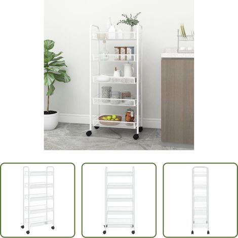 5 Etagen - Küchenwagen 5 Etagen Weiß 46x26x105 cm Eisen (1/5)