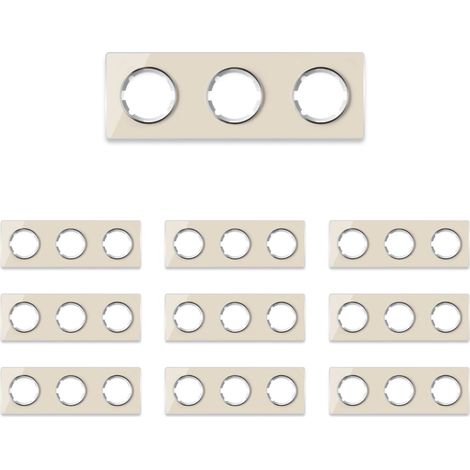 Plaque de finition OneKeyElectro Garda, horizontal, 3 postes, lot de 10, beige