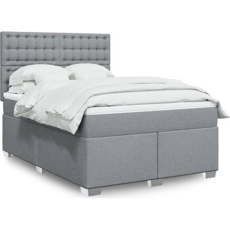 Teenpull – Boxspringbett mit Matratze Hellgrau 160x200 cm Stoff (1/5)