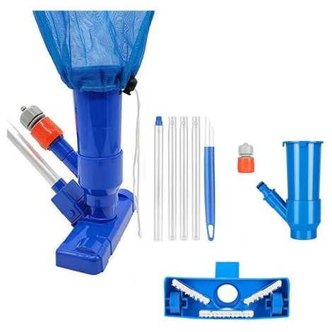Aspirateur de Piscine à Vide Kit, Mini aspirateur à Jet pour Piscine, avec Brosse, Sac et 5 bâtons,Accessoires de Nettoyage de Piscine pour Feuilles, Terre et Sable et Citron Vert (1/5)