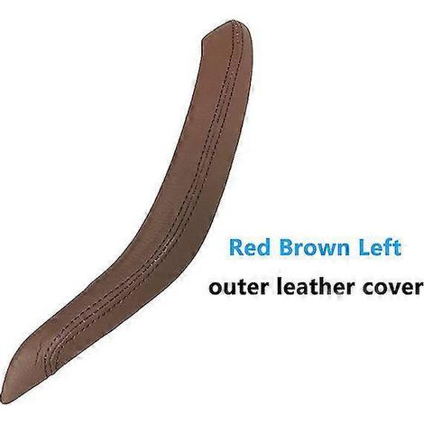 Poignée de porte intérieure passager avec revêtement extérieur en cuir de remplacement pour BMW X5 X6 F15 F16 2014-2018 - Poignée de porte intérieure - rouge marron gauche (1/5)