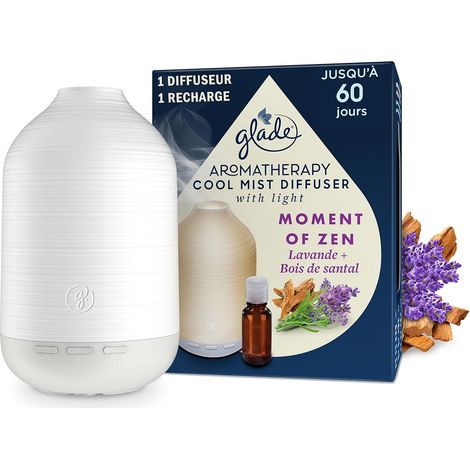 Aromatherapy Diffuseur De Brume Parfumée Aux Huiles Essentielles, Moment of Zen, Lavande et Bois de Sental - 1 Diffuseur + 1 Recharge (1/5)