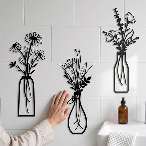 Floral Wall Decoration, 35 x 15 cm, Black (1/4)